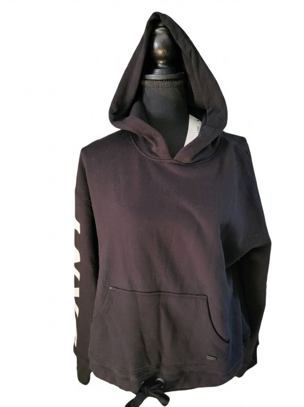 Dkny Black Hoodie Sweatshirt with White Sleeve Logo